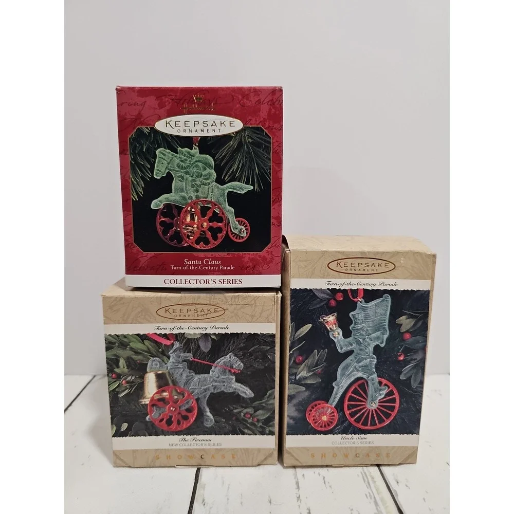 Hallmark Ornaments Turn-of-the-Century Parade Complete Set/Lot of 3 Metal Brass